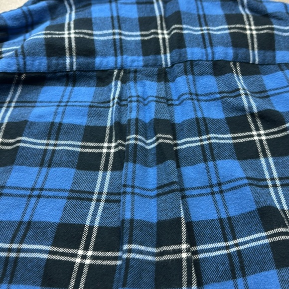 Women’s long flannel shirt button down collar single breast pocket blue & black - Picture 9 of 9
